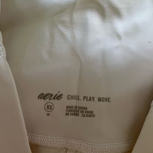 Aerie white bike shorts with mesh detail